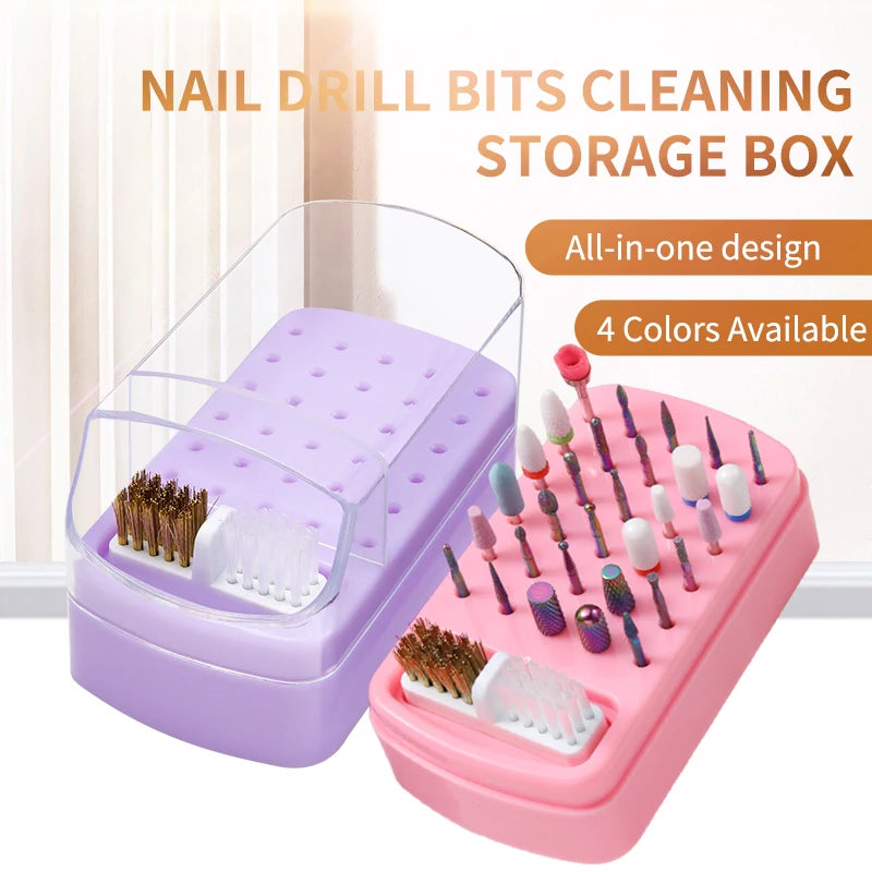 LUSLUKING Nail Drill Bits Organizer — 30 Slot Acrylic Storage Box