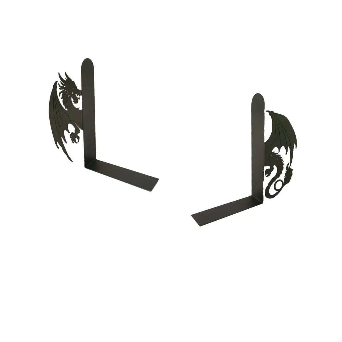 Dragon Wrought Iron Bookend — Decorative Metal Support for Bookshelves