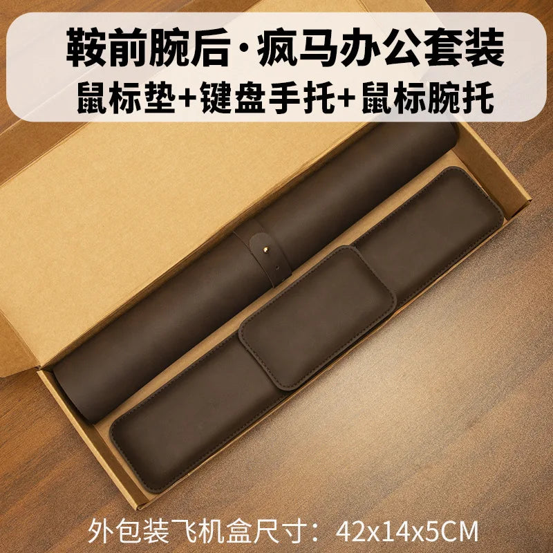 xummen PU Leather Desk Mat Set — Waterproof Large Mouse Pad with Wrist Guard