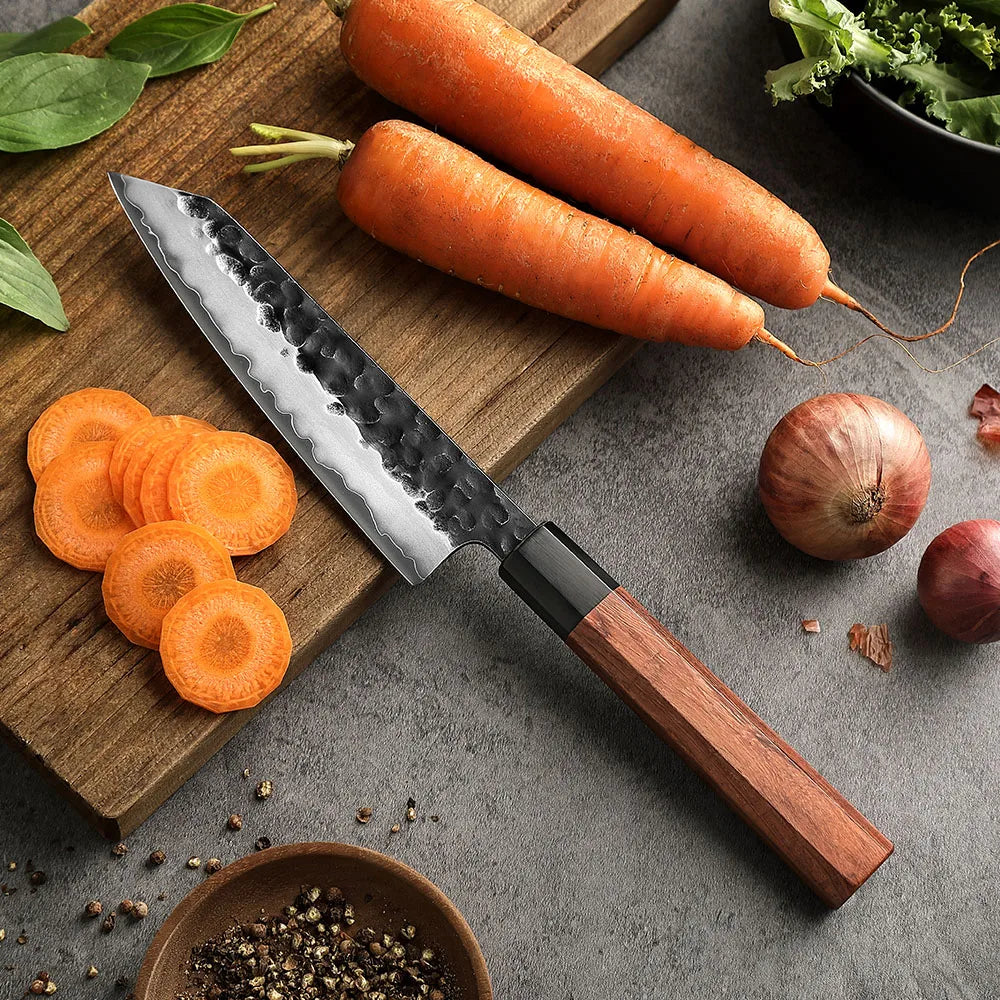 HEZHEN Bunka Knife — 5.8 Inch Professional Chef Knife with Red Wood Handle