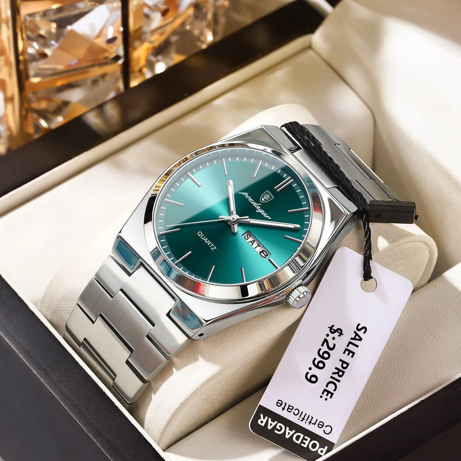 POEDAGAR Luxury Men's Quartz Watch — Stainless Steel Waterproof Wristwatch