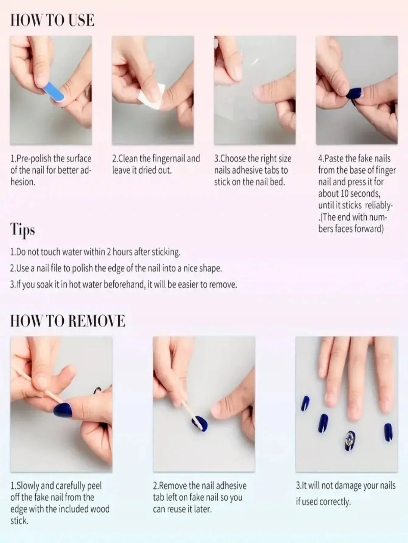 Handmade Long Pointed Press On Nails — Retro Academic Style, 10 Pieces
