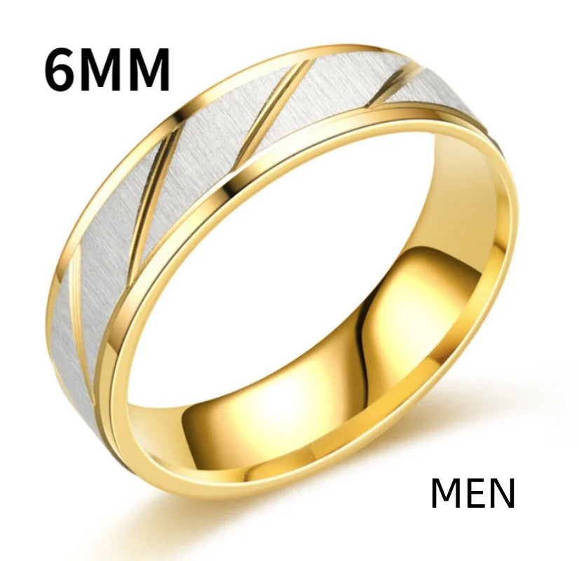 Classic Wave Pattern Couple Rings — Stainless Steel Promise Jewelry