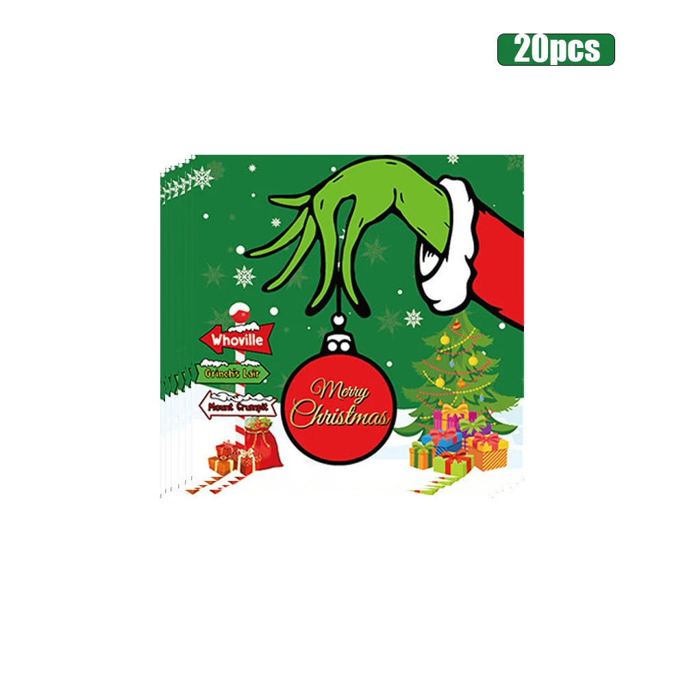 Festive Green Christmas Tableware Set — Disposable Party Supplies