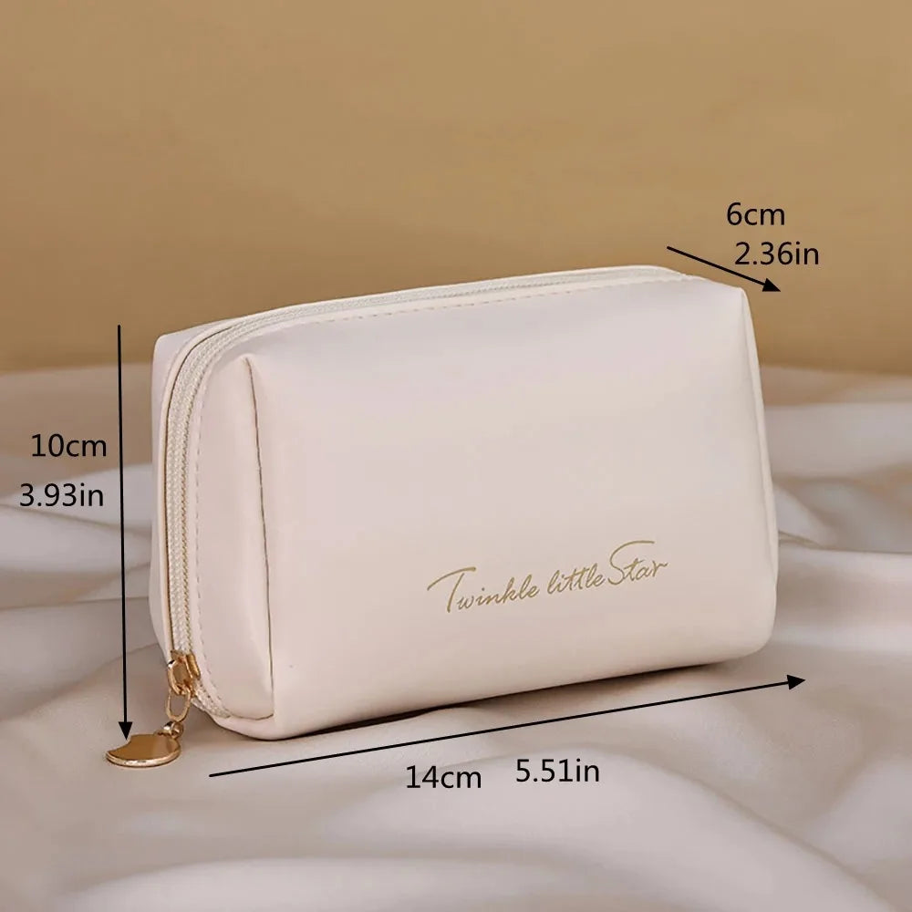 RANCAI Travel Cosmetic Bag — Waterproof PU Leather Makeup Organizer