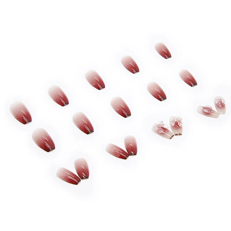 Short Trapezoid Press-On Nails — 24 Piece Resin Set with Application Kit