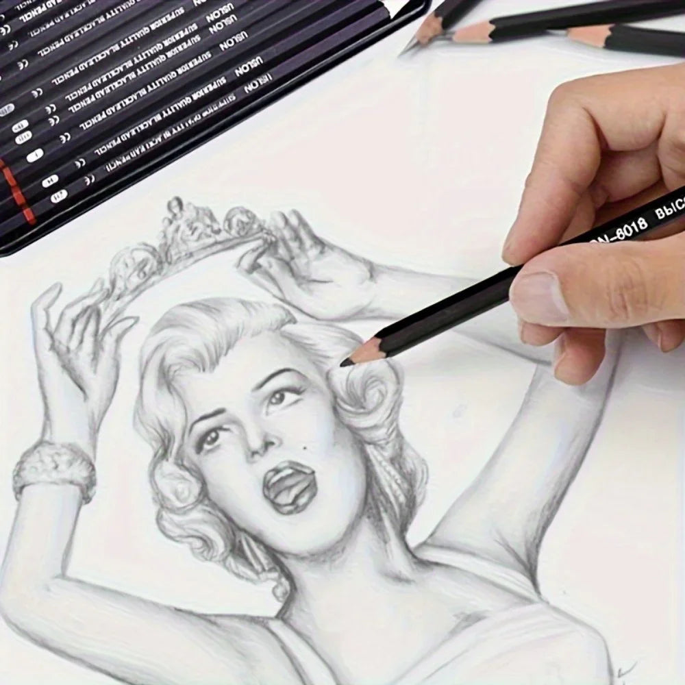 TWBEB Professional Sketching Pencil Set — 12-Piece Graphite Drawing Kit