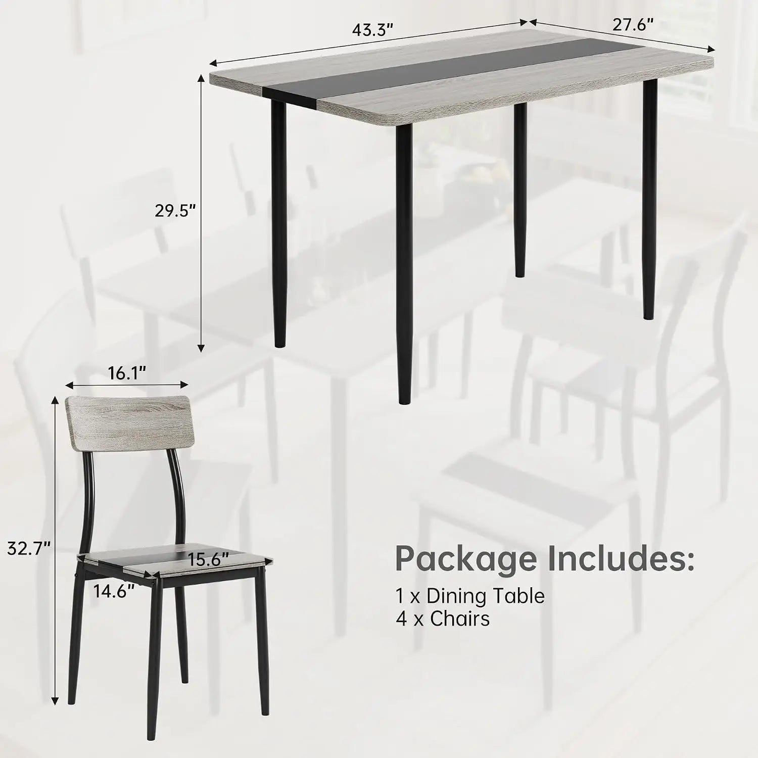 Modern Dining Table Set for 4 — Space-Saving Kitchen Furniture