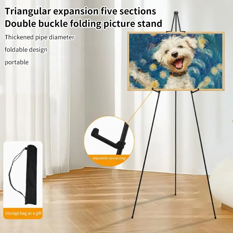 Metal Tripod Easel Stand — Adjustable Height Support for Artists
