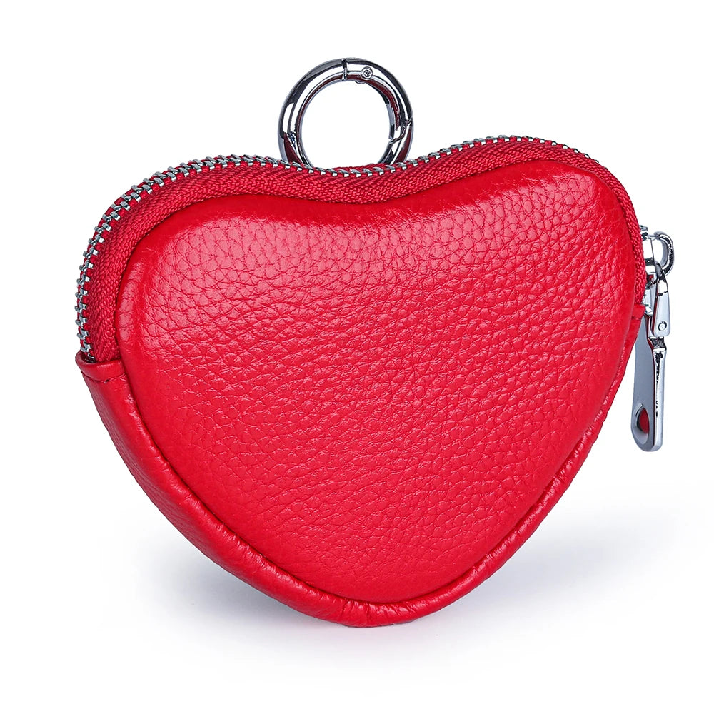cicicuff Heart Shaped Leather Coin Purse — Small Cosmetic & Jewelry Organizer
