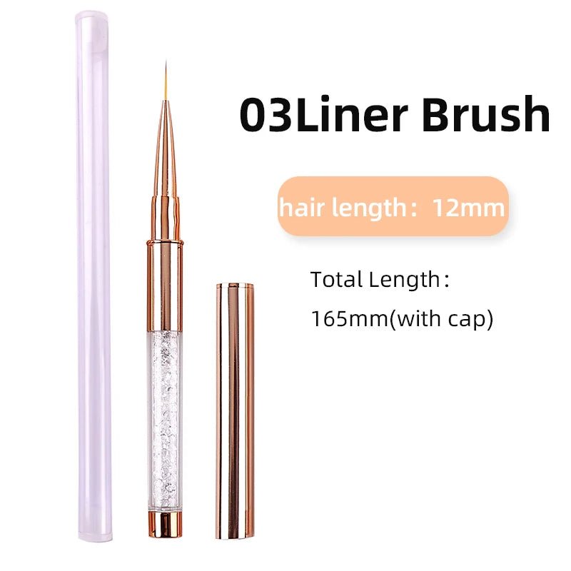 Rose Gold Nail Art Brush Set — Professional Manicure & Acrylic Tools