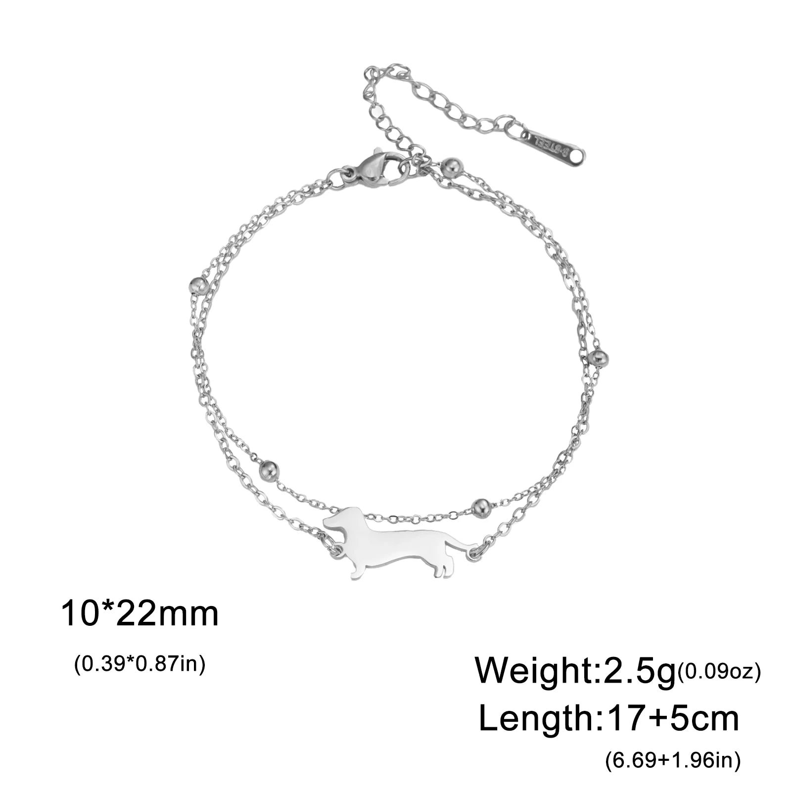 Dachshund Dog Stainless Steel Bracelet — Elegant Animal Jewelry for Women