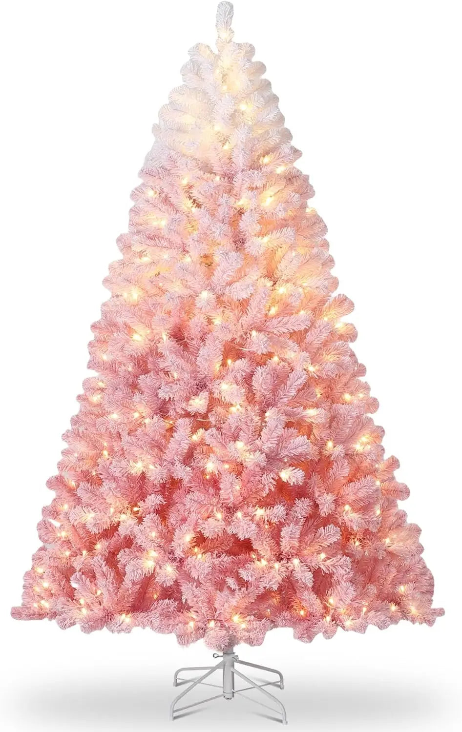 Snow Flocked Artificial Christmas Tree — Pre-Lit LED Slim Pine Tree