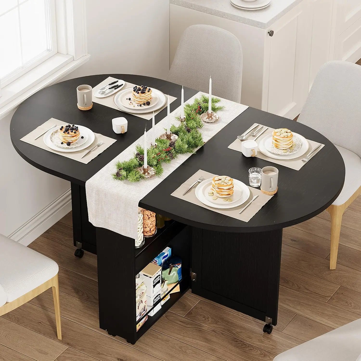 HiMISS 3-in-1 Folding Dining Table — Space-Saving Drop Leaf Design