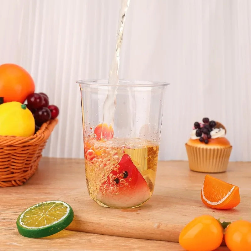 Disposable Stemless Wine Glasses — Clear Plastic Cups with Lids and Straws