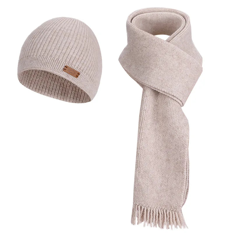 KINIJA Women's Winter Knit Set — Warm Plush Hat, Scarf & Gloves