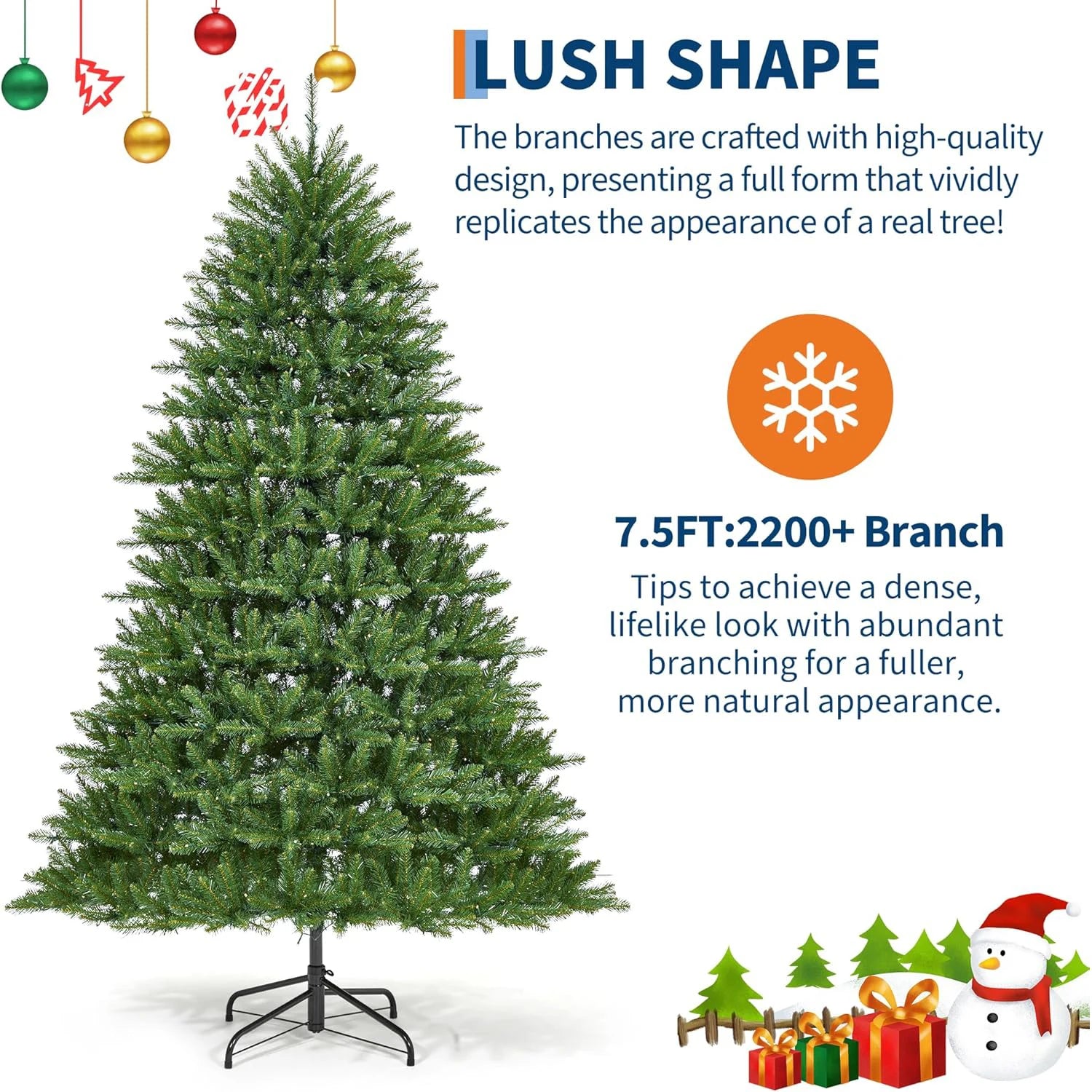 HiMISS Pre-Lit Artificial Christmas Tree — Festive LED Lighting & Foldable Stand