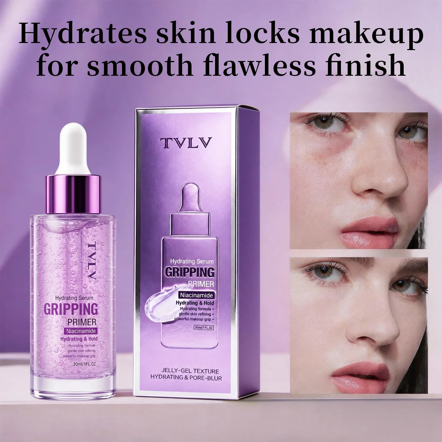 Hydrating Serum Gripping Primer — Waterproof Makeup Base for Natural Finish
