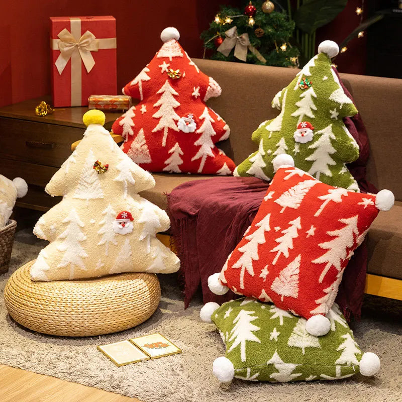 MIAOOWA Christmas Tree Plush Pillow — Soft Festive Throw Cushion for Holiday Decor