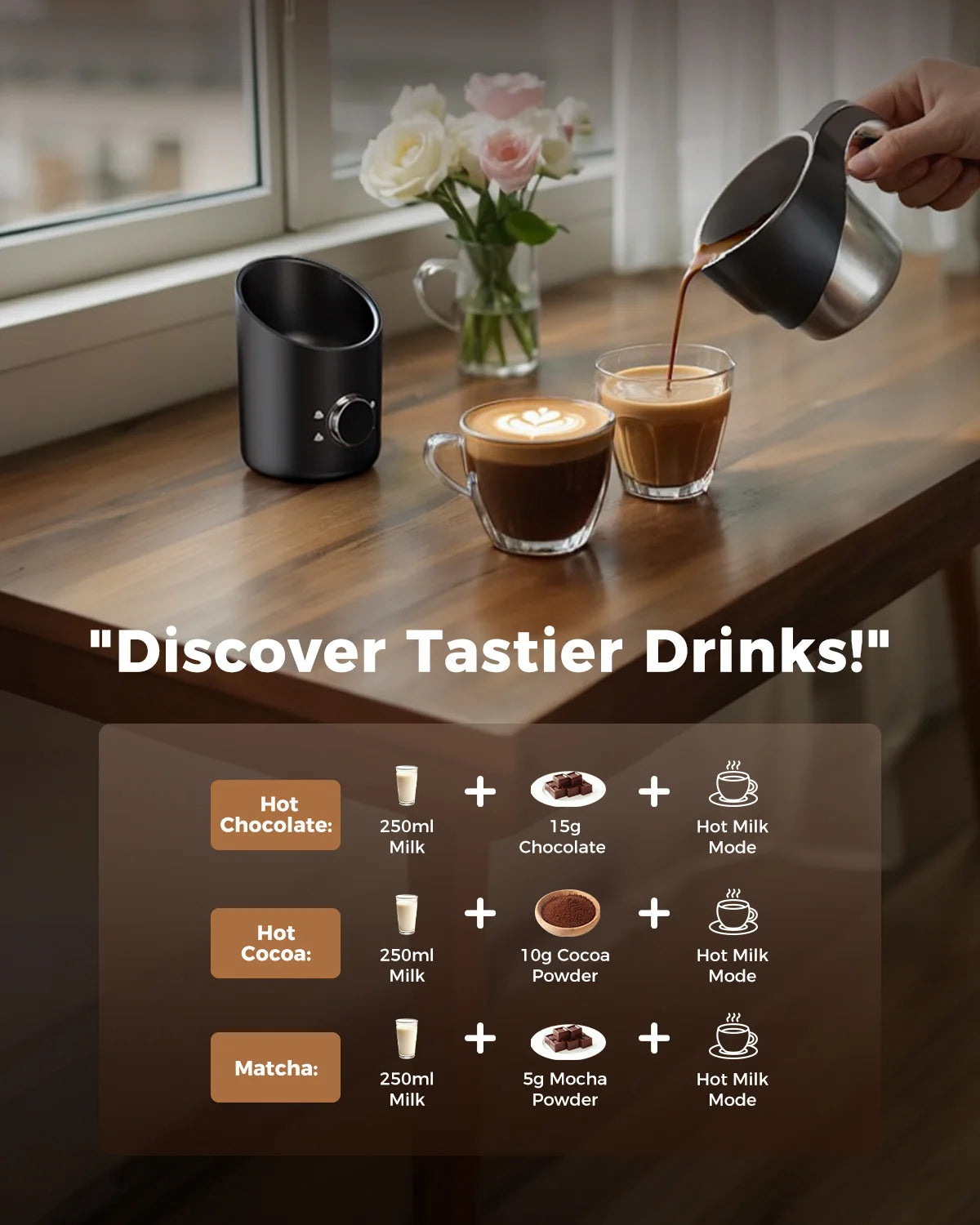 UHOST 8-in-1 Electric Milk Frother — Large Capacity Coffee Steamer