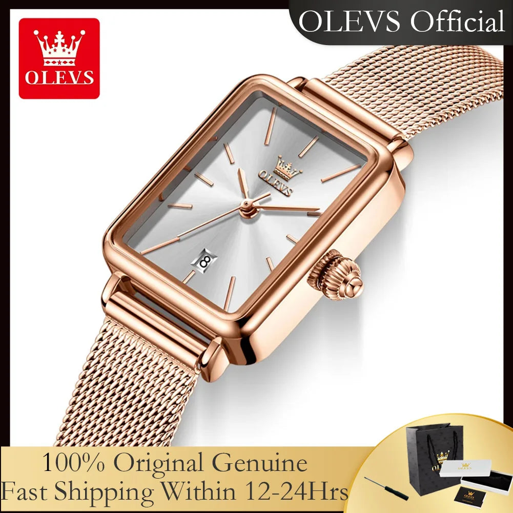 OUPINKE Square Quartz Watch — Ultra Thin Fashion Design with Auto Date