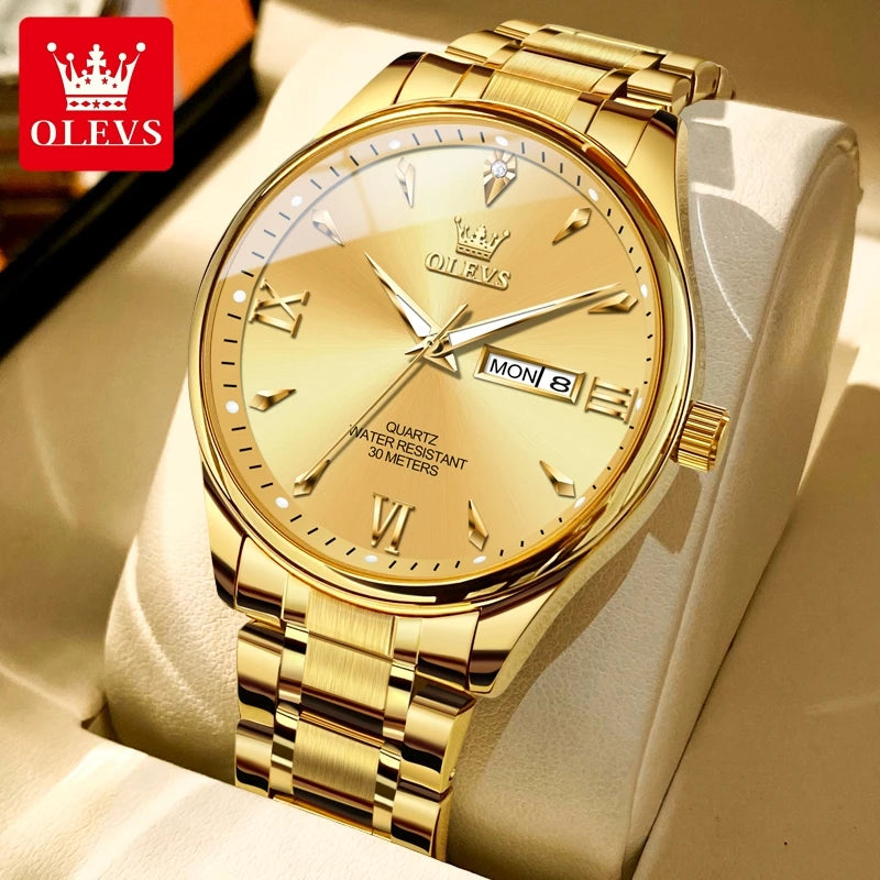OLEVS 9806 Luxury Couple Watch Set — Waterproof Quartz Timepiece with Luminous Display