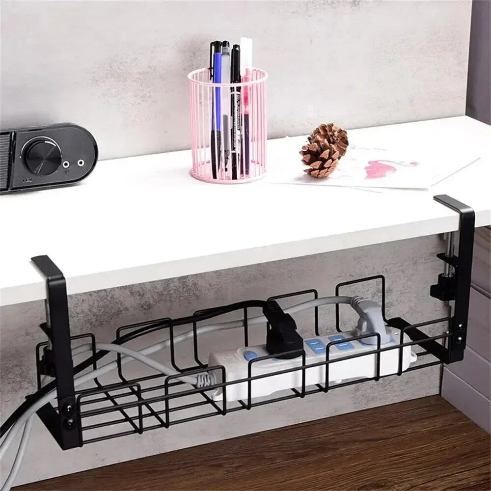 XMSJ Under Desk Cable Management Tray — Metal Wire Organizer for Office & Home