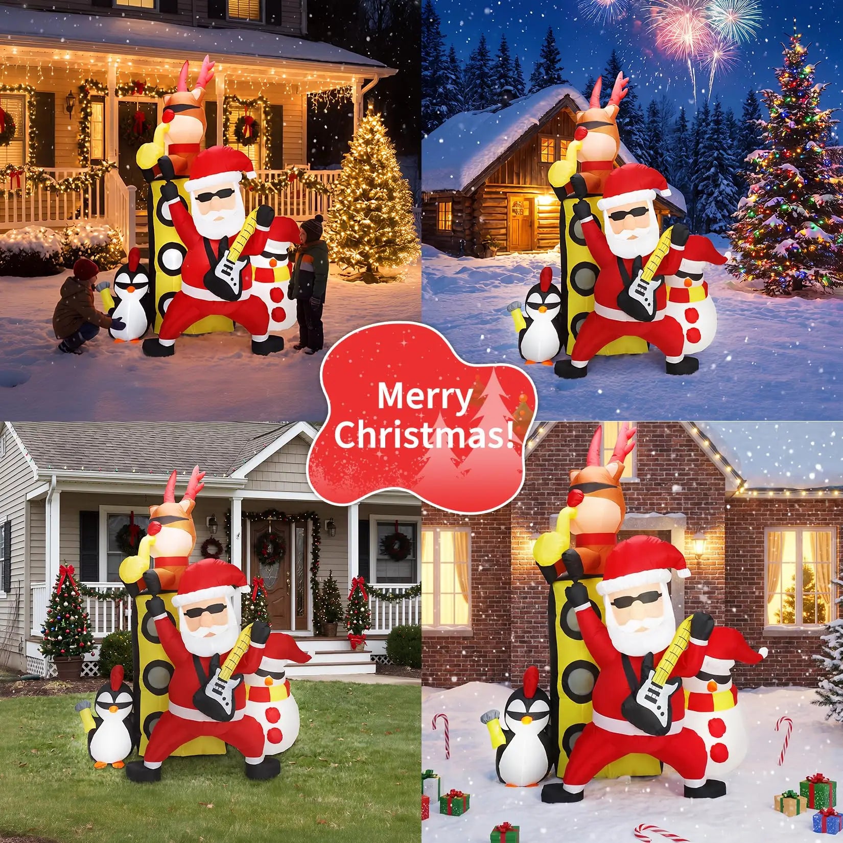 HiMISS 7 FT Santa Band Inflatable — Festive Christmas Yard Decor with LED Lights