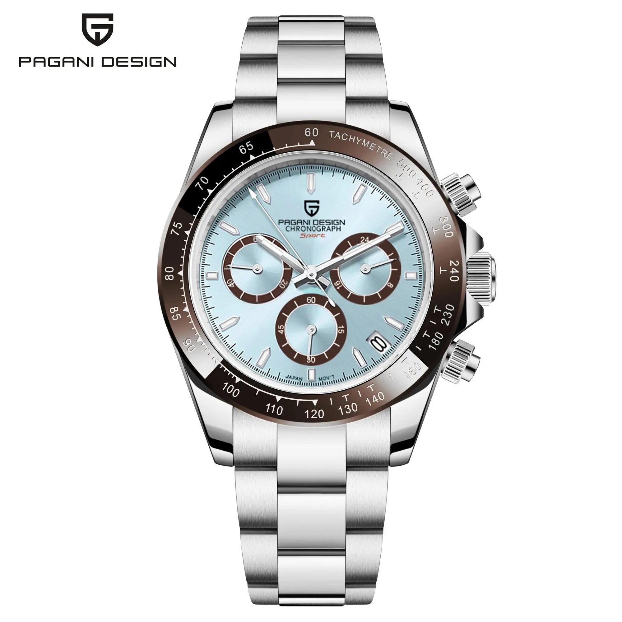 PAGANI DESIGN Luxury Chronograph Watch — Rose Gold Stainless Steel Sport Wristwatch