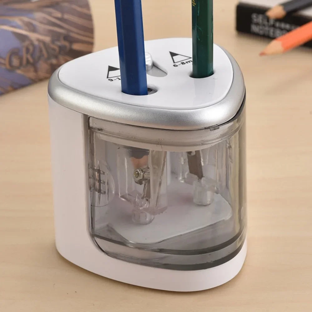 STONEGO Electric Pencil Sharpener — Dual Hole Automatic Shaver for School & Art