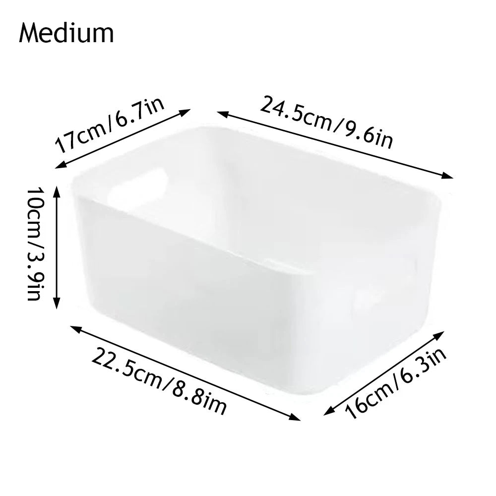 Multipurpose Plastic Storage Bin — Stackable Desktop Organizer with Handles