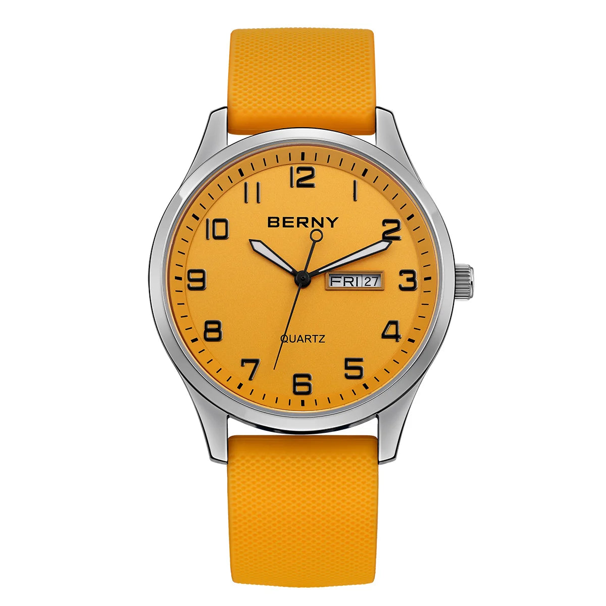 BERNY Men's Quartz Sport Watch — Casual Silicone Strap with Calendar