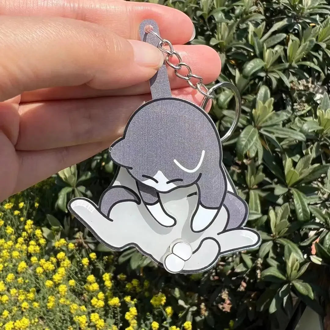 Rotatable Egg Cat Keychain — Playful Acrylic Bag Pendant & Gift