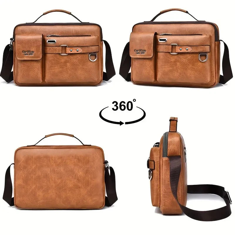 Men's Retro Messenger Bag — Waterproof Laptop Briefcase for Work & Travel