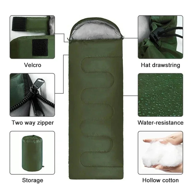 Ultralight Waterproof Sleeping Bag — Warm Envelope Style for Camping