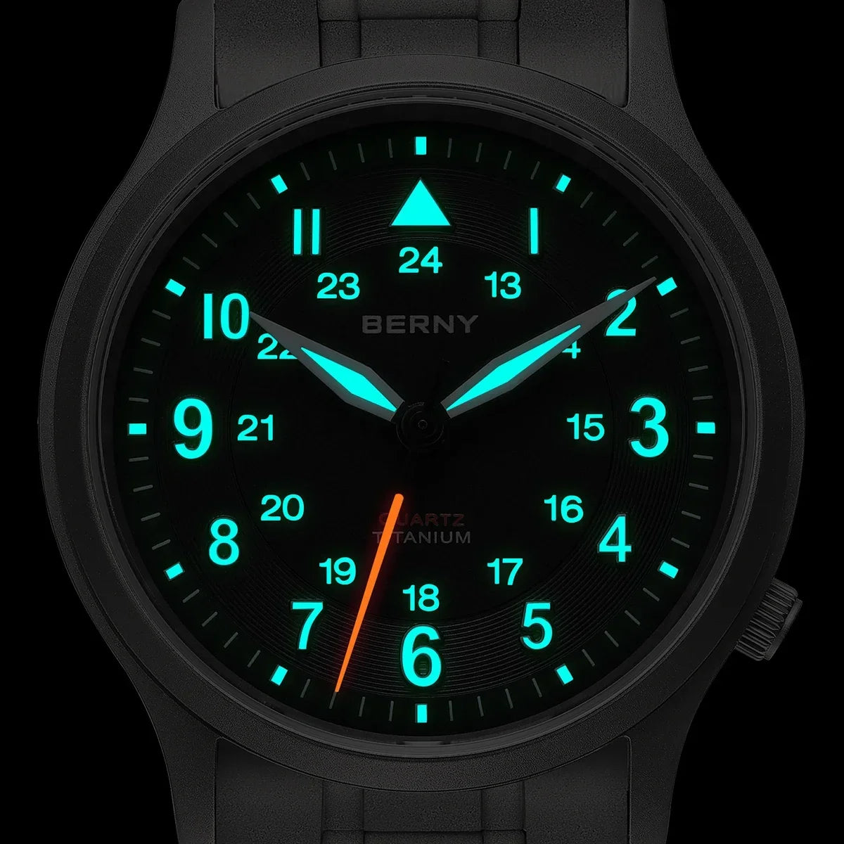 BERNY Full Titanium Field Watch — Luminous Quartz Men's Wristwatch