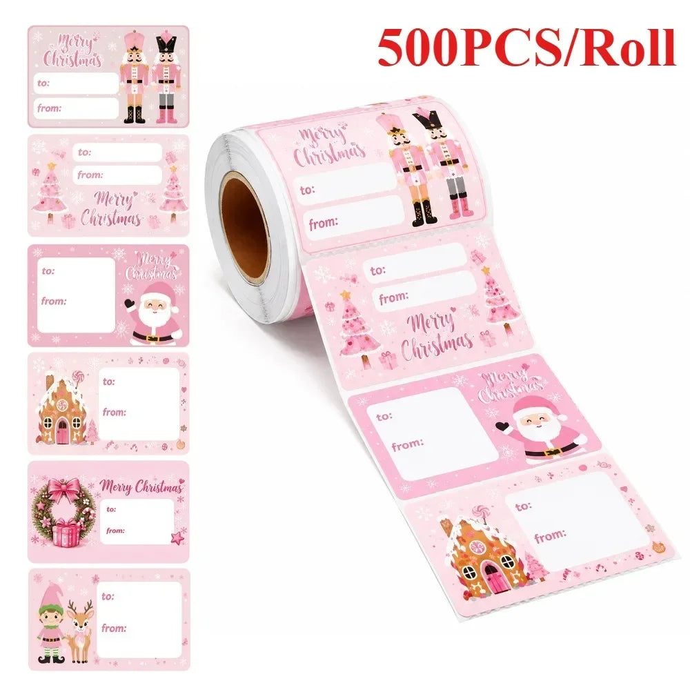 Christmas Cartoon Pattern Decor Stickers — Self-Adhesive Writable Labels