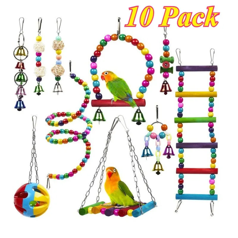 DKSTINYE Parrot Toy Set — Interactive Training Accessories for Small Birds