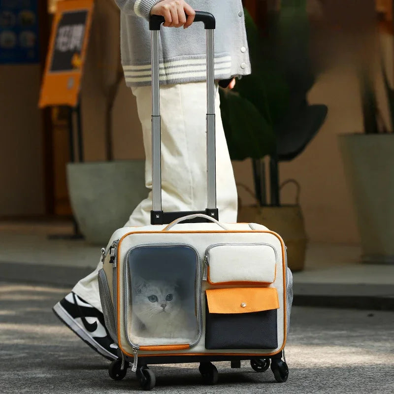 Multi-Functional Pet Carrier Trolley — Portable Backpack and Luggage Bag