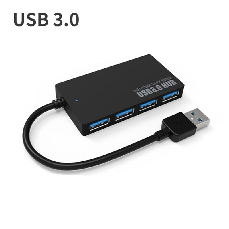 4-Port USB 3.0 Hub — High Speed Data Transfer Adapter, Type-C & USB Options