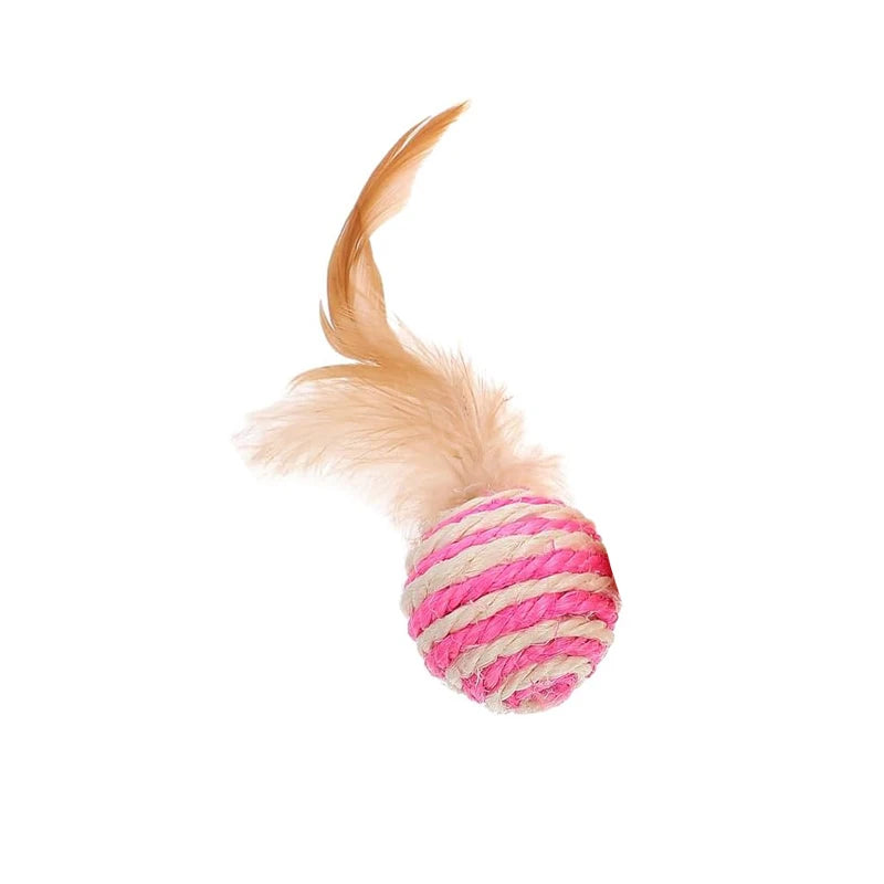 Sisal Feather Ball Cat Toy — Interactive Scratching & Play Ball