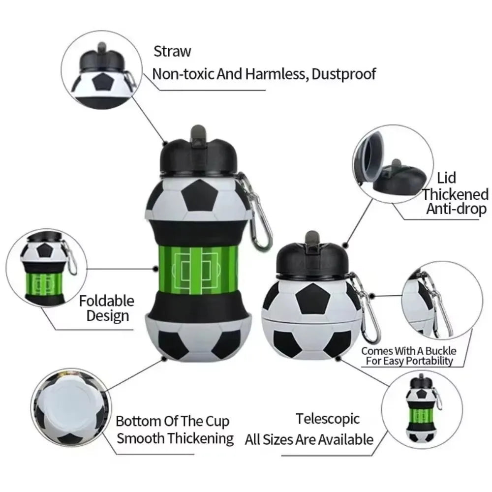 Collapsible Silicone Water Bottle — Leakproof Foldable Sports Cup