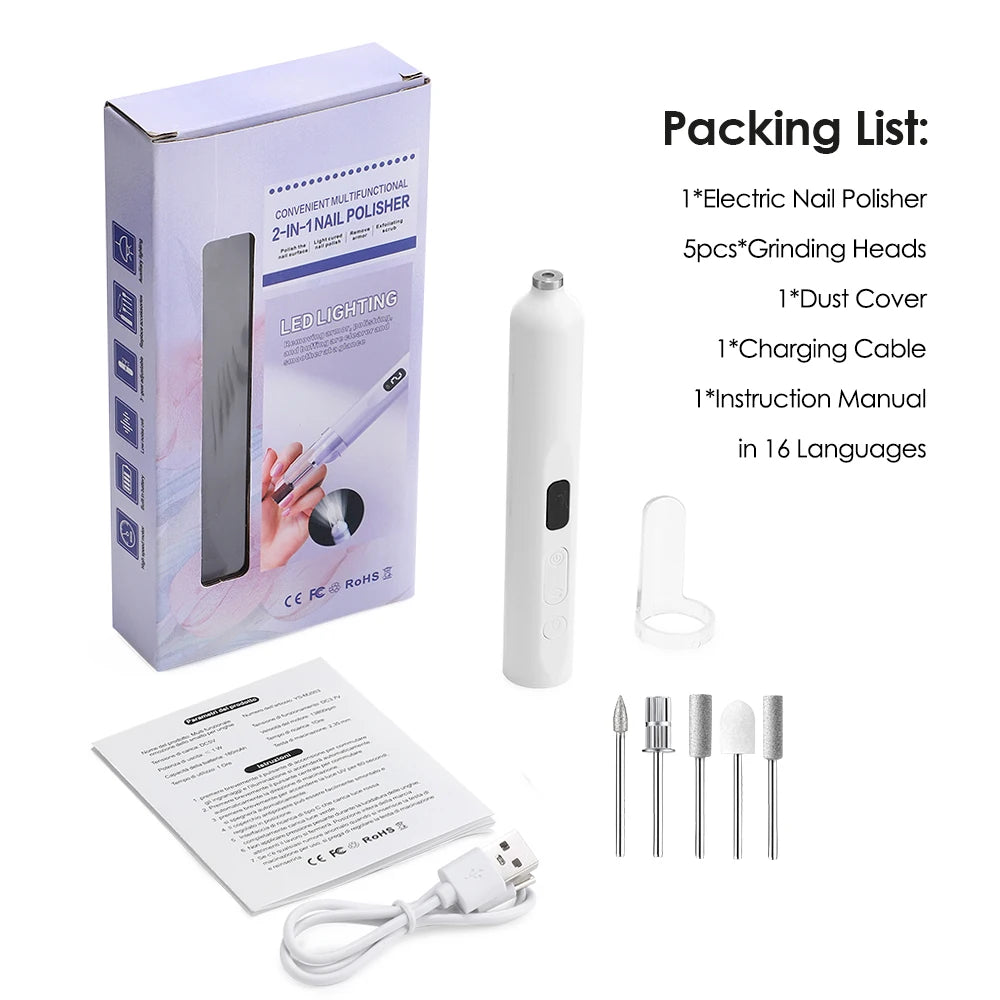AFDEAL Electric Nail Drill Machine — Cordless Manicure Set with UV Lamp