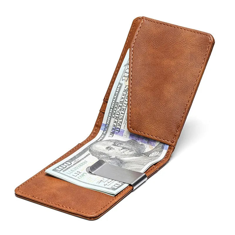 macroupta Slim Leather Money Clip Wallet — Compact Card Holder & Cash Organizer