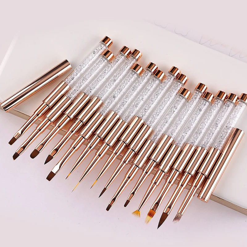 Rose Gold Nail Art Brush Set — Professional Manicure & Acrylic Tools