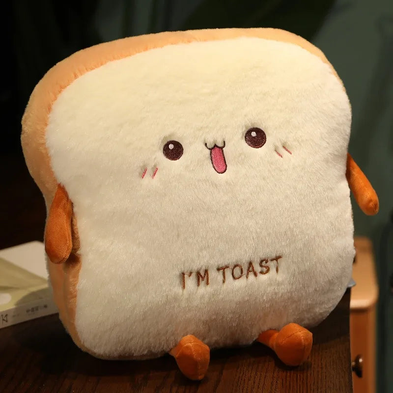 Plush Toast Hand Warmer Pillow — Soft Winter Nap Accessory