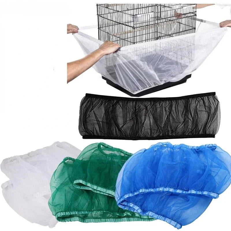 Mesh Bird Cage Seed Catcher — Easy Cleaning Skirt for Parrot Cages