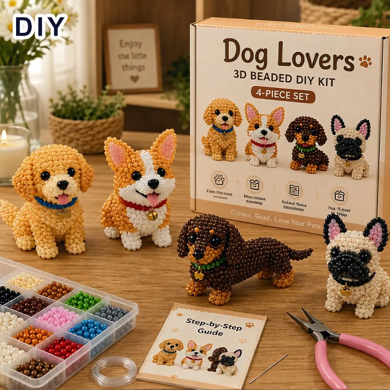 DIY 3D Beaded Animal Craft Kit — Handmade Miniature Decor Set