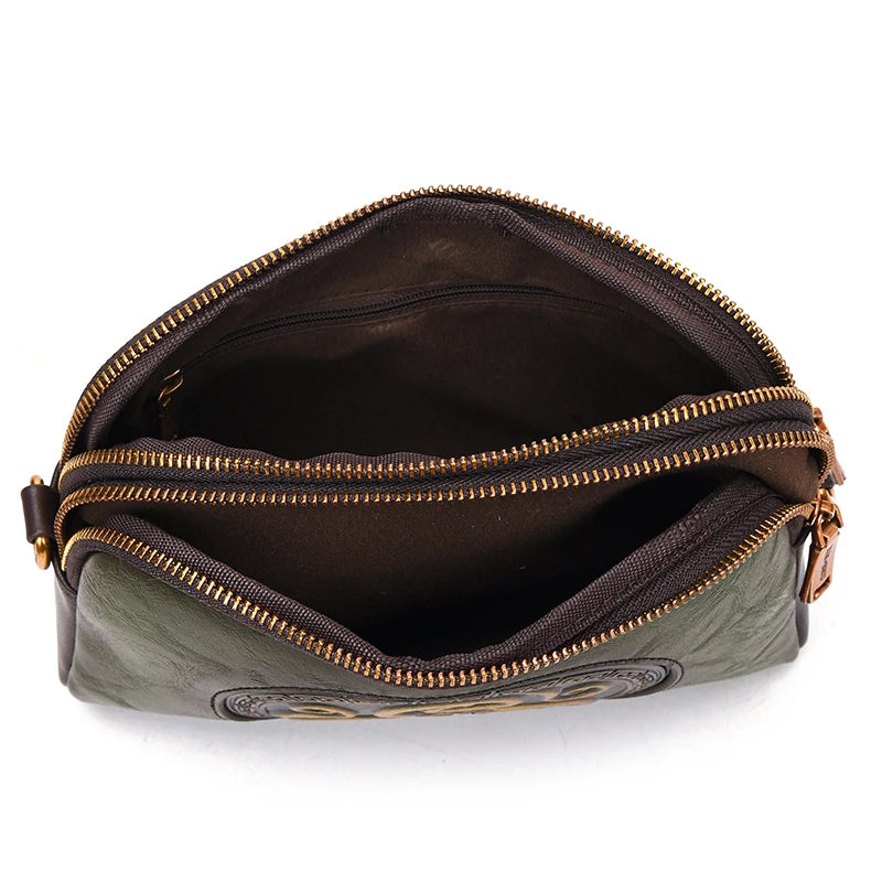 SZHIY Retro Floral Shoulder Bag — 3D Embossed Crossbody Purse