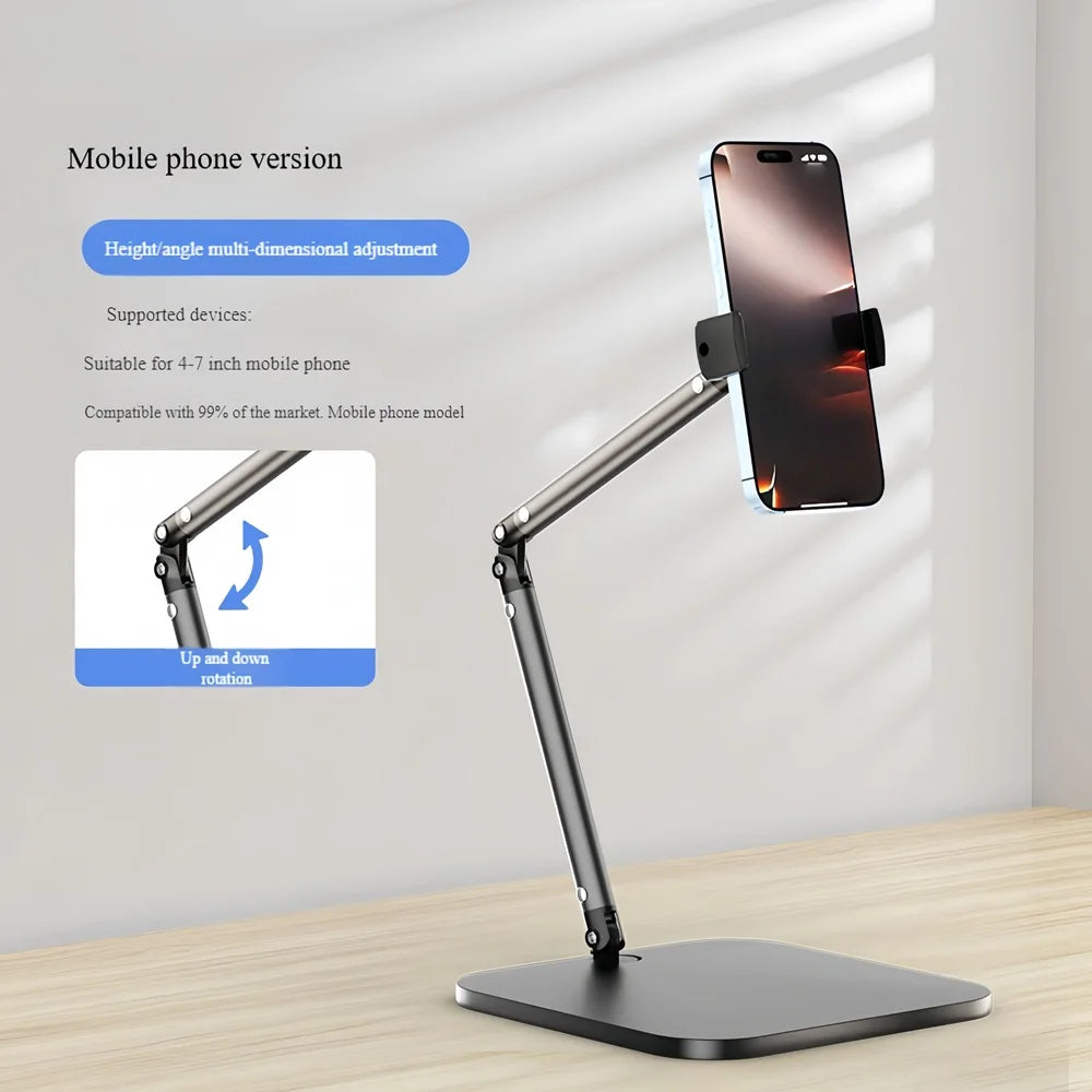 Adjustable Metal Monitor Stand — Portable Desktop Bracket for Tablets and Phones